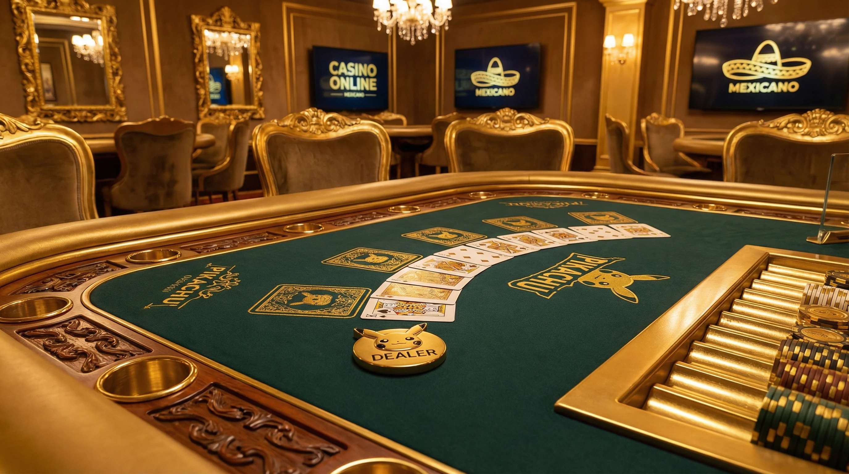 Mesa de blackjack premium con diseño dorado